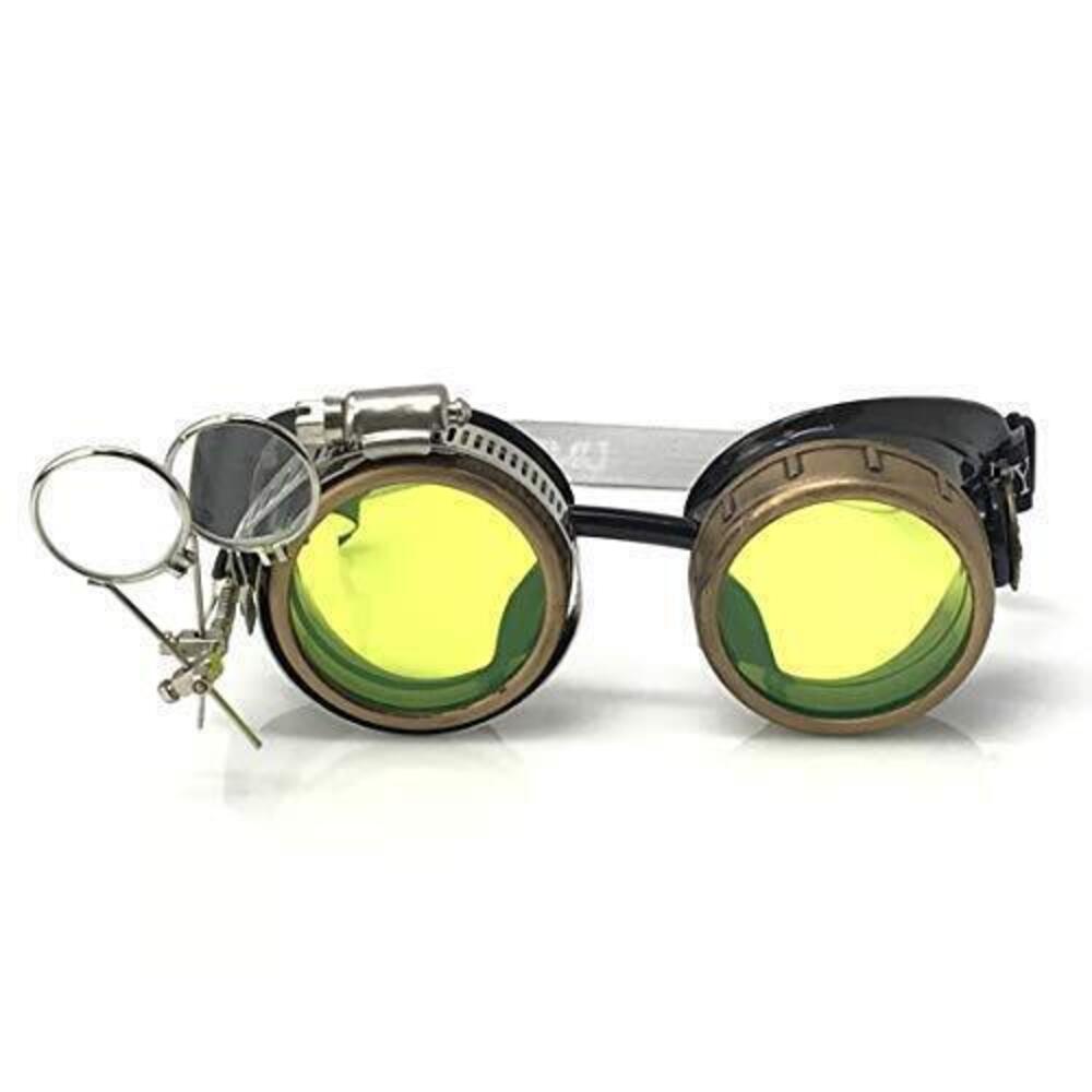 6759 Steampunk Victorian Style Goggles with Compass Design, UV Glow in The